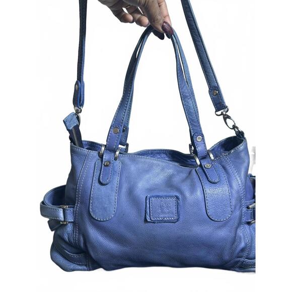 Ethical Cow Leather | Eco Fashion | La Martina Shoulder Bag in BLUE + Kindness - Picture 1 of 16